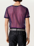 T-shirts à manches courtes bicolores transparents pour homme SKUI08937