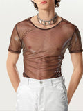 Mens See-through Two-tone Short Sleeved T-Shirts SKUI08937