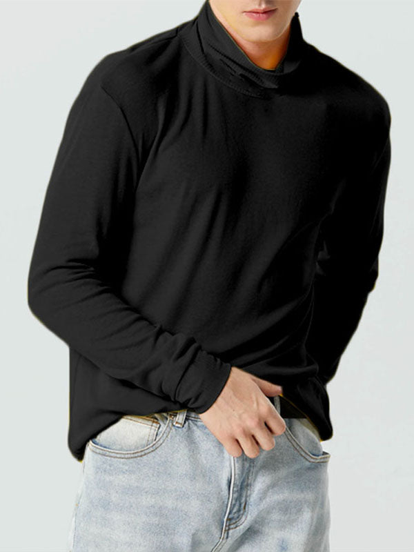 Mens High Neck Casual Long-sleeved Sweater SKUI34306