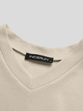 Mens V-neck Solid Color Short-sleeved T-shirt SKUI88111