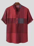 Chemises à manches courtes à carreaux pour hommes à col montant SKUI90934