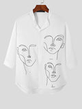 Herren-Langarmhemden mit abstraktem Gesichtsdruck SKUI93694