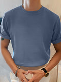 Mens Waffle Knit Solid Short Sleeve T-Shirt SKUJ03668