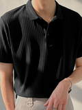 Mens Knitted Rib Pullover Golf Polo Shirt SKUJ37706