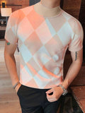 Mens Argyle Pattern Short Sleeve Knit T-shirt SKUJ92144