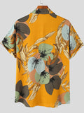 Mens Cotton&Linen Print Short Sleeve Shirt SKUJ97992