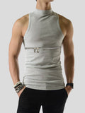 Mens Solid Double Zip Knit Sleeveless Tank Vest SKUK08359