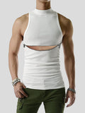 Mens Solid Double Zip Knit Sleeveless Tank Vest SKUK08359