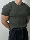 Mens Solid Rib-Knit Short Sleeve T-Shirt SKUK11603