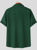 Mens Solid Waffle Lapel Short Sleeve Shirt SKUK16327