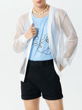 Mens Mesh Knit V-Neck Button Front Shirt SKUK21227