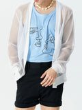 Mens Mesh Knit V-Neck Button Front Shirt SKUK21227