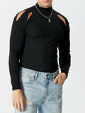 Mens Cutout High Neck Knit T-Shirt SKUK23166