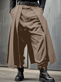 Mens Solid Pleated Layered Design Casual Pants SKUK38555