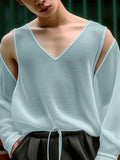 Mens Cutout Sleeve V-Neck See Through T-Shirt SKUK48343
