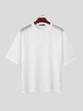Mens Hollow Out Solid Half Sleeve T-Shirt SKUK51215