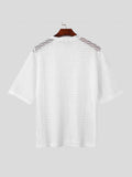 Mens Hollow Out Solid Half Sleeve T-Shirt SKUK51215