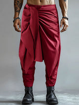 Mens Solid Color Irregular Pleated Long Pant SKUK99771