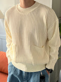 Mens Solid Double Pocket Knit Pullover Sweater SKUK45440