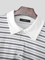 Men's Striped Turn Down Collar Long Sleeve Shirt SKUL50887