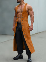 Mens Solid Color Long Hem Casual  Waistcoat SKUL24605