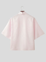 Men's Minimalist Casual Lightweight Floral Print Stand Collar Short Sleeve Shirt SKUL60818