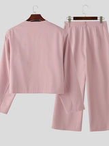 Men's Solid Color Casual Two Pieces Outfit SKUL36394