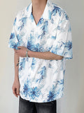 Mens Ink Floral Print Revere Collar Shirt SKUK15846