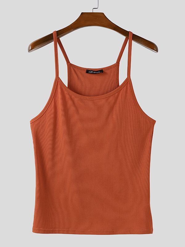 Men's Solid Color Knitted Casual Tank SKUL39025