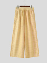 Men's Vintage Japanese Harajuku Multi-Pattern Plaid Stripe Wide Leg Pant SKUL62095