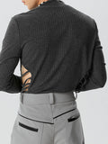 Mens Cutout Zip Front Rib-Knit Bodysuit SKUK26761