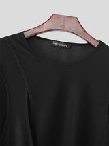 Men's Solid Color Deconstructed Long Sleeve T-Shirt SKUL23747
