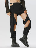 Mens Cutout Design Solid Elastic Cuff Pants SKUK12370