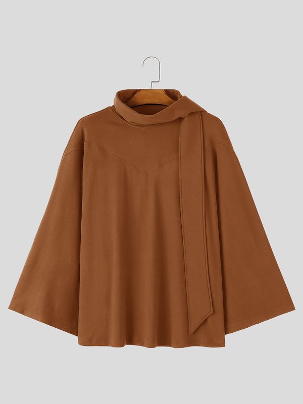 Men's Early Autumn Urban Casual Integrated Attached Scarf Kimono Long Sleeve Scarf Collar Cloak SKUL82408