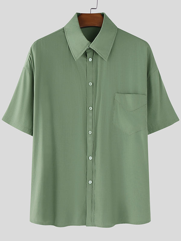 Men's Solid Color Semi Sheer Short Sleeve Shirt SKUL22408