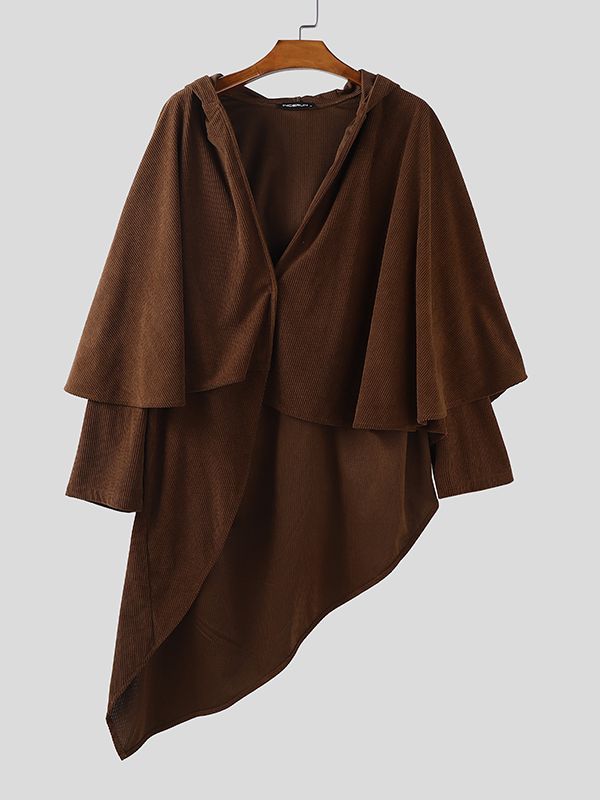 Men's Solid Color Textured Cloak SKUL34058