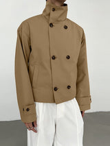 Men's Double Breasted Stand Collar Long Sleeve Jacket SKUL31504