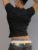 Men's Faux Two-Piece Versatile Stretch Short Sleeve T-Shirt SKUL35292