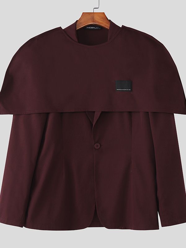 Men's Deconstructed Solid Color Cape Patchwork Casual Blazer SKUL37686