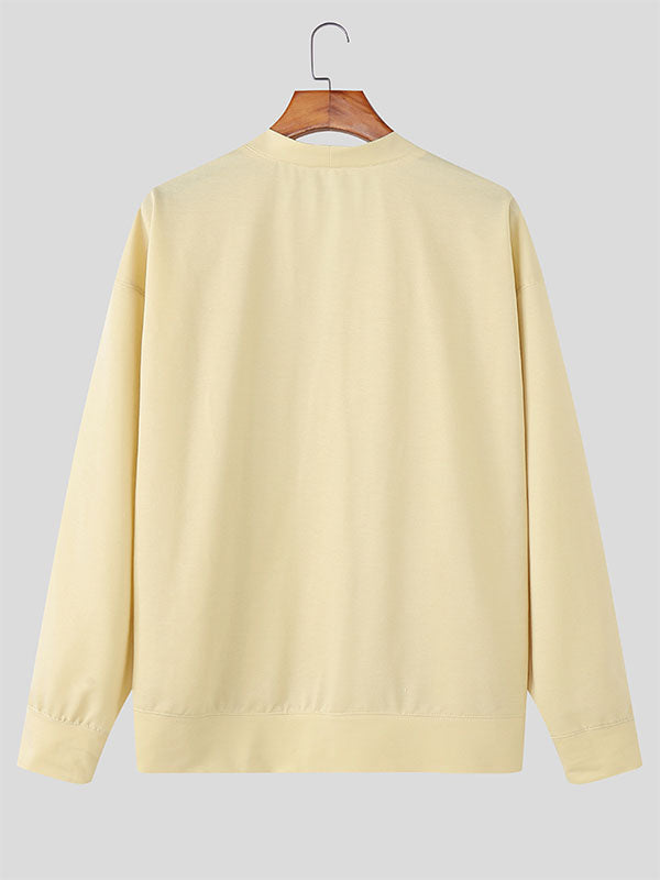 Men's Solid Color Button Long Sleeve Cardigan SKUL24197