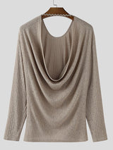 Men's Backless Textured Long Sleeve T-shirt SKUL35222