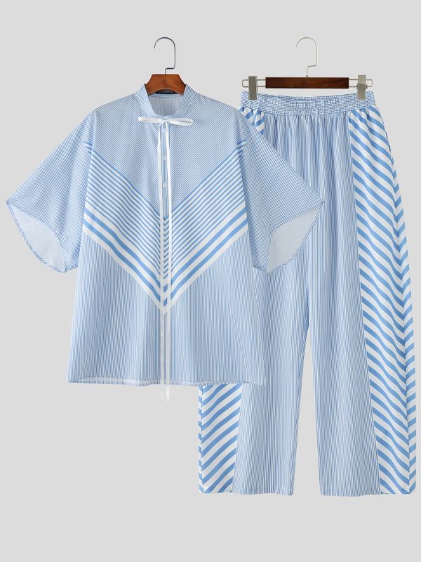 Men's Stripe Casual Two Pieces Outfit SKUL48710