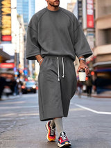 Men's Urban Streetwear Casual Daily Oversized Drop-Shoulder Two Pieces Outfit SKUL83190