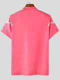 Mens Polka Dot Striped Print Zip T-Shirt SKUK09780