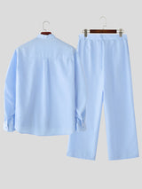 Men's Minimalist Solid Color Casual Two Pieces Outfit SKUL30478