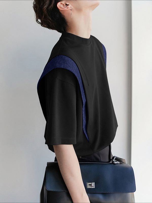 Men's Colorblock Loose Short Sleeve T-Shirt SKUL38095