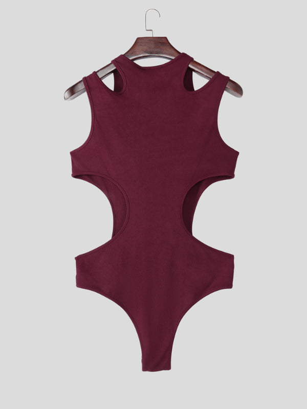 Men's Hollow Slim Fit Sleeveless Bodysuit SKUL23777