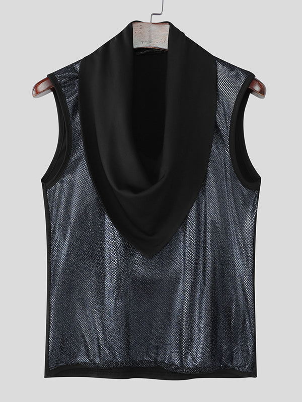 Mens Glitter Lapel Casual Tank SKUL13882