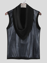 Mens Glitter Lapel Casual Tank SKUL13882