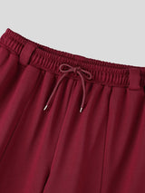 Men's Clean Fit Urban Casual Curved Dart Seam Heavyweight Drawstring Waist Full Length Pant SKUL80548